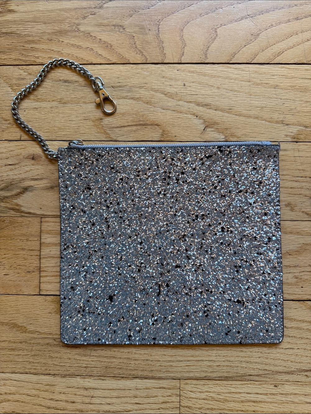 Aldo Silver Glitter Chain Wristlet Clutch